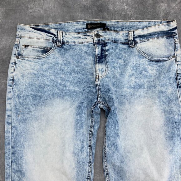 Rocawear Jeans Men 42W x 32L Blue Acid Wash Skinny High Rise Cotton Stretch - Picture 2 of 13